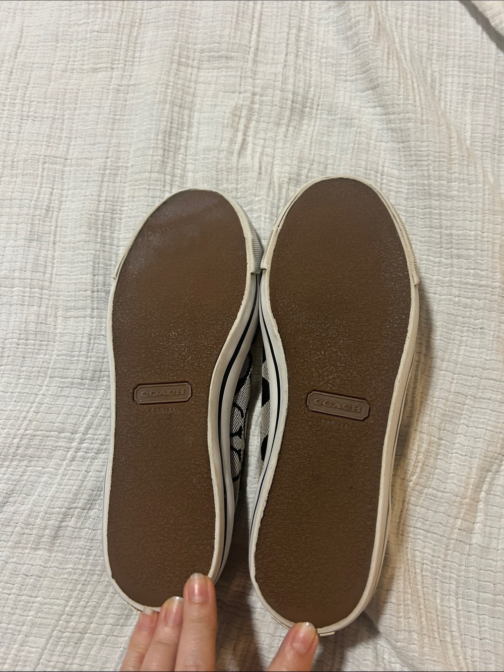 Coach Katie Canvas Slip on Black & Beige Signature Jacquard. Size 7. See pics - Picture 9 of 11